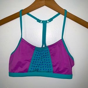 adjustable blue and purple bikini top